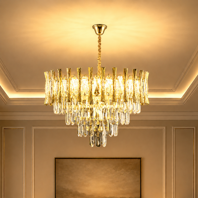 Crystal Chandelier HAMPTON Nobile 5xE14, Diameter 40cm, Shiny Gold, Adjustable Height