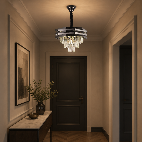 HEXA Crystal Chandelier Ø37cm 5xE14 Black