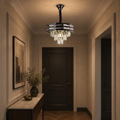 HEXA Crystal Chandelier Ø37cm 5xE14 Black