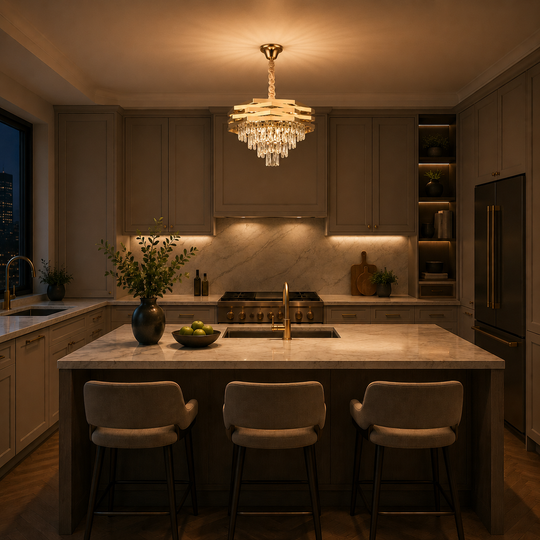 HEXA Crystal Chandelier Ø48cm 8xE14 Gold