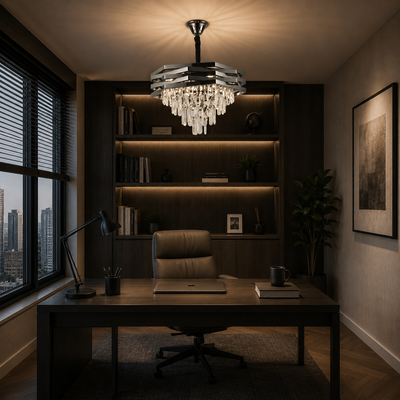 HEXA Crystal Chandelier Ø48cm 8xE14 Black
