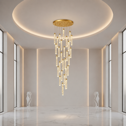Suspended Crystal LED Chandelier, Justinian, Diameter 60cm, Adjustable Height, Gold, Metal and Crystal