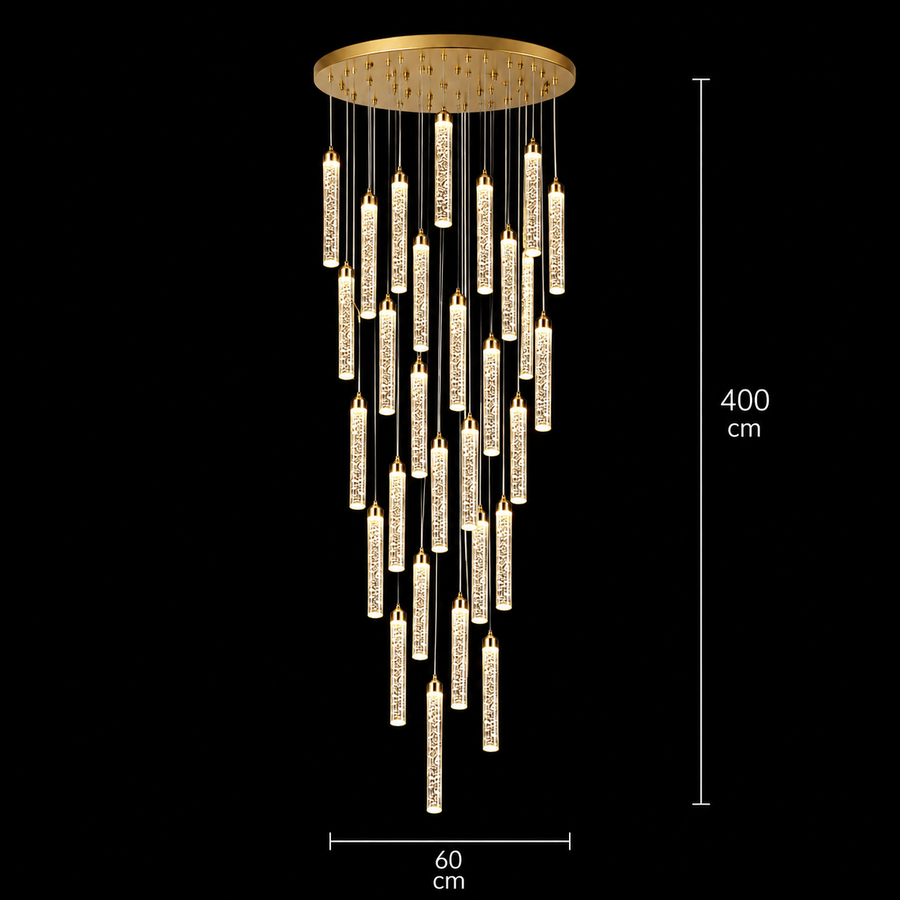 Suspended Crystal LED Chandelier, Justinian, Diameter 60cm, Adjustable Height, Gold, Metal and Crystal