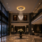 LED Crystal Chandelier 80W AUGUSTA Gold, Diameter 50cm, Height 200cm, Ladder Model