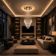 LED Crystal Chandelier 80W AUGUSTA Gold, Diameter 50cm, Height 200cm, Ladder Model