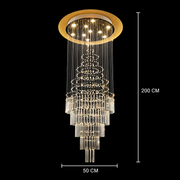LED Crystal Chandelier 80W AUGUSTA Gold, Diameter 50cm, Height 200cm, Ladder Model