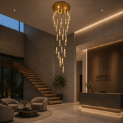 Suspended Crystal LED Chandelier, 39W, Justinian, Diameter 60cm, Adjustable Height, Gold, Metal and Crystal