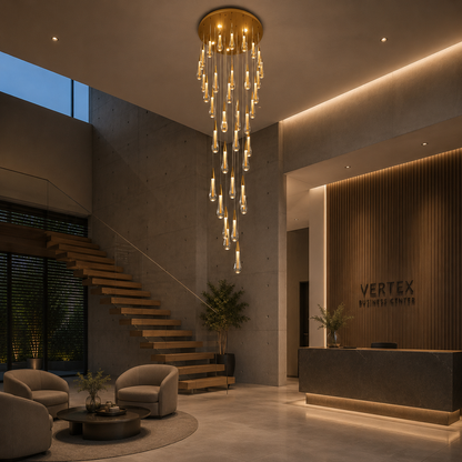 Suspended Crystal LED Chandelier, 39W, Justinian, Diameter 60cm, Adjustable Height, Gold, Metal and Crystal