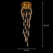 Suspended Crystal LED Chandelier, 39W, Justinian, Diameter 60cm, Adjustable Height, Gold, Metal and Crystal