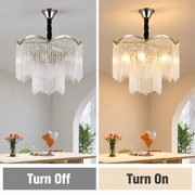 Candelabru Cristal MEKELLE Eleganza, 8x E14, Diametru 50cm, Metal si Cristal, Crom Lucios, Inaltime Reglabila