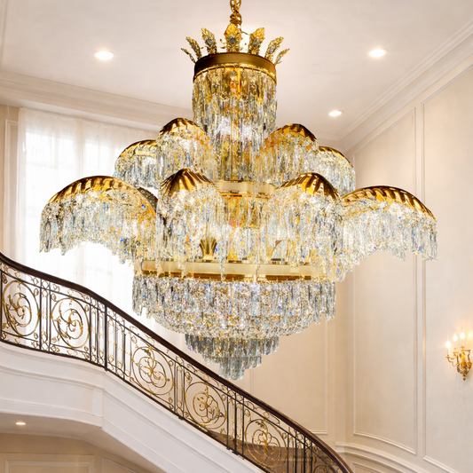 Crystal Chandelier PALACE Supremo 29xG9, D115cm, Shiny Gold, Adjustable Height, Metal and Crystal Crystal Chandeliers Default Title Alessandro Design