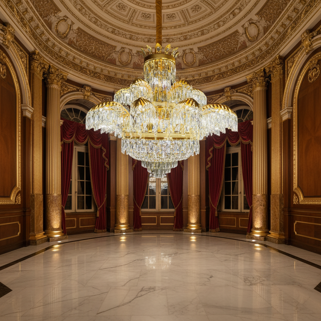 Crystal Chandelier PALACE Supremo 29xG9, D115cm, Shiny Gold, Adjustable Height, Metal and Crystal Crystal Chandeliers Default Title Alessandro Design