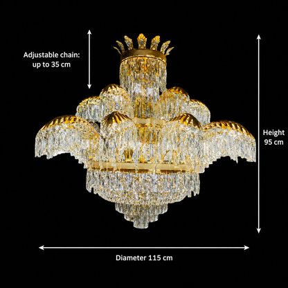 Crystal Chandelier PALACE Supremo 29xG9, D115cm, Shiny Gold, Adjustable Height, Metal and Crystal Crystal Chandeliers Default Title Alessandro Design