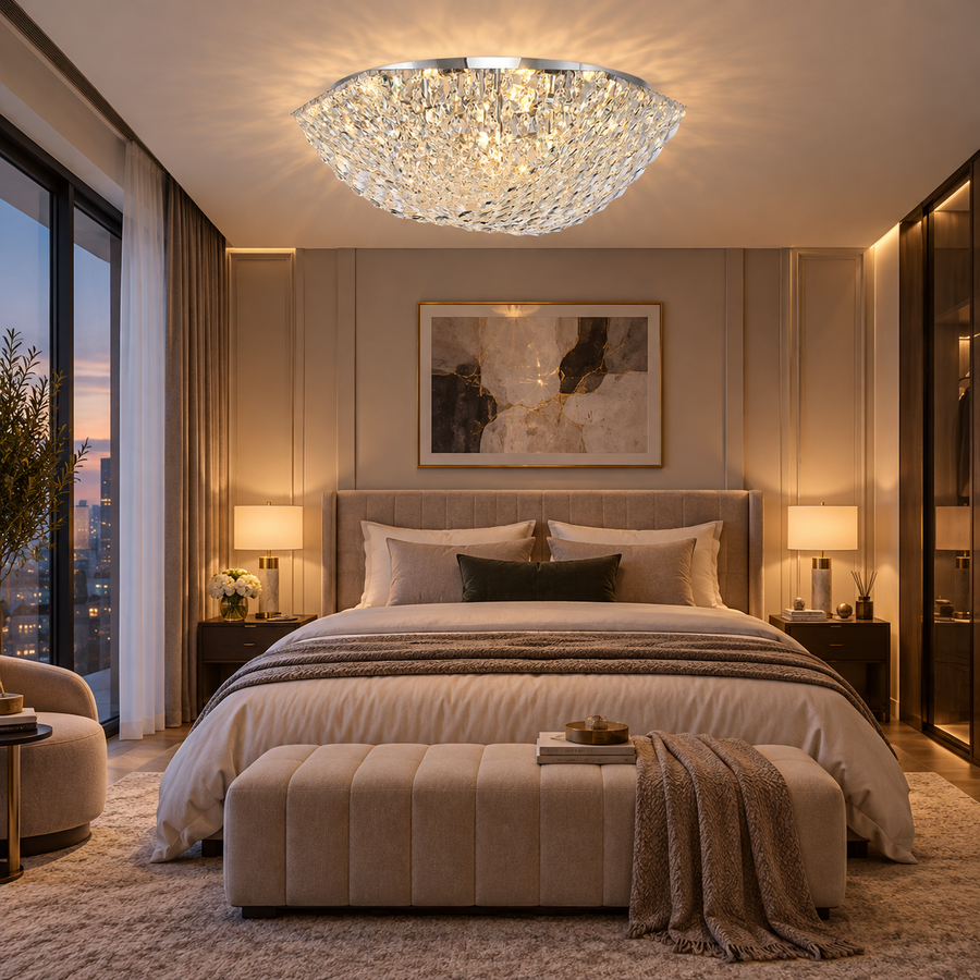 Crystal Chandelier QEQERTARSUAQ Elegance, 7x E14, Diameter 50cm, Metal and Crystal, Shiny Chrome