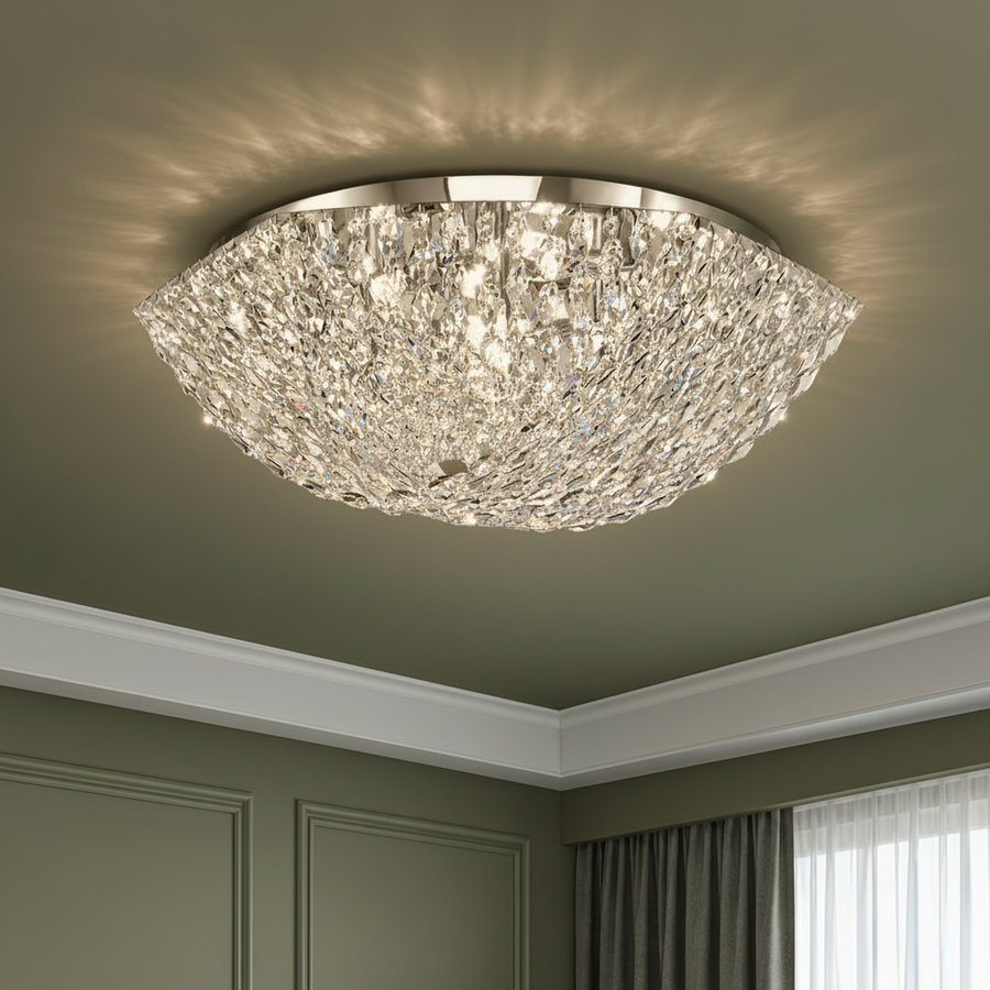 Crystal Chandelier QEQERTARSUAQ Elegance, 7x E14, Diameter 50cm, Metal and Crystal, Shiny Chrome