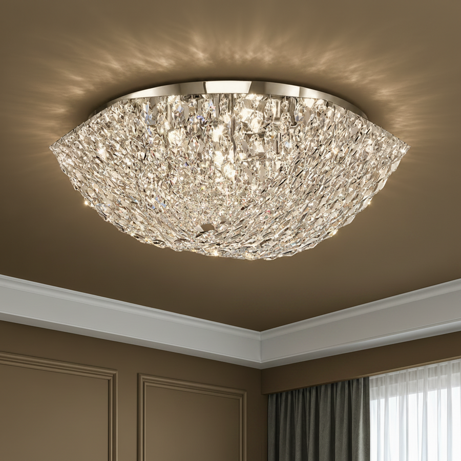 Crystal Chandelier QEQERTARSUAQ Magno, 9x E14, Diameter 60cm, Metal and Crystal, Shiny Chrome