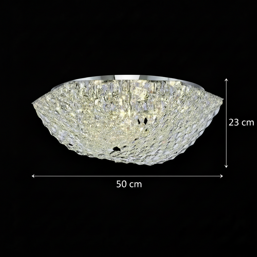 Crystal Chandelier QEQERTARSUAQ Elegance, 7x E14, Diameter 50cm, Metal and Crystal, Shiny Chrome