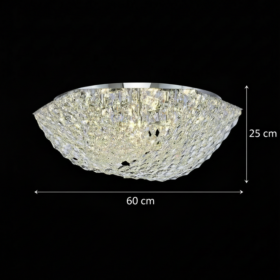 Crystal Chandelier QEQERTARSUAQ Magno, 9x E14, Diameter 60cm, Metal and Crystal, Shiny Chrome