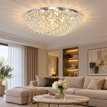 Crystal Chandelier QEQERTARSUAQ Regalis, 12x E14, Diameter 80cm, Metal and Crystal, Shiny Chrome