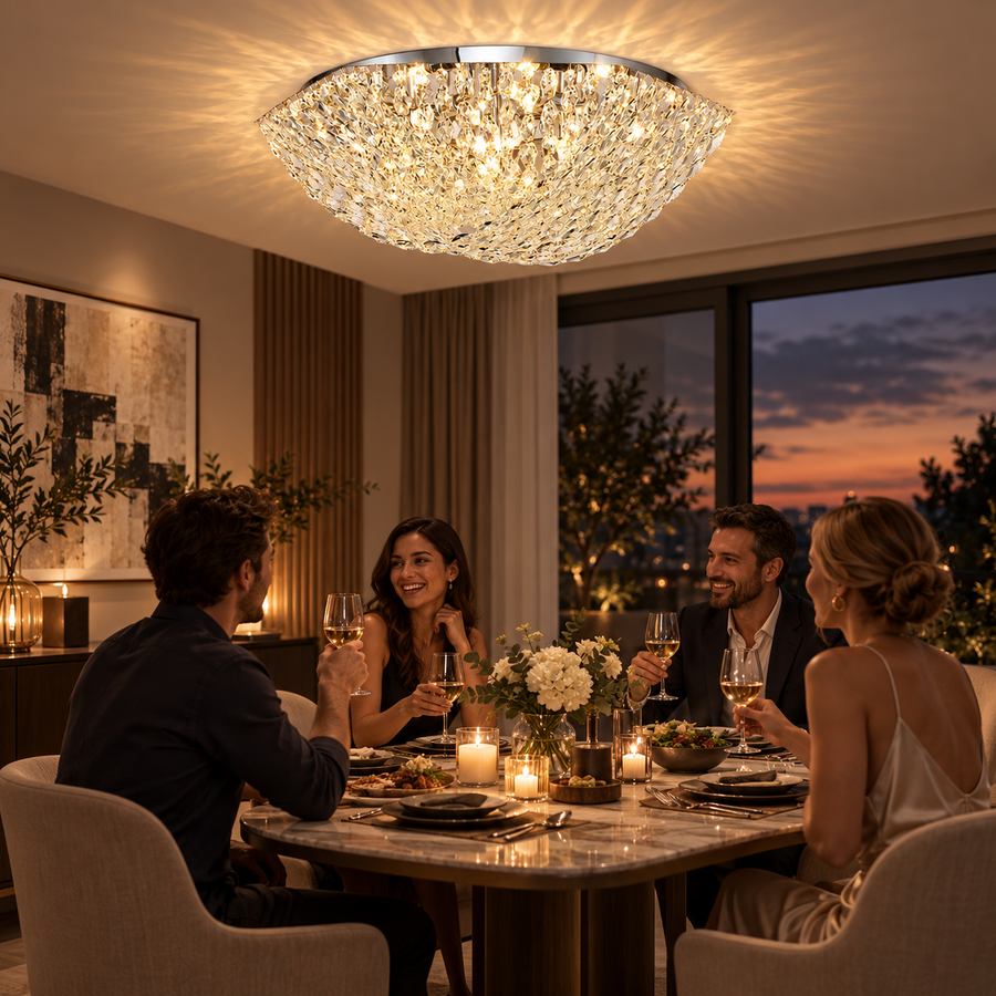 Crystal Chandelier QEQERTARSUAQ Regalis, 12x E14, Diameter 80cm, Metal and Crystal, Shiny Chrome