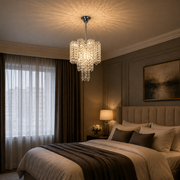 Crystal Chandelier TAGISH Nobile 7xE14, Diameter 40cm, Metal and Crystal, Shiny Chrome, Adjustable Height