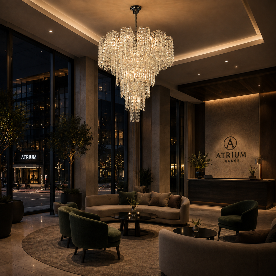 Crystal Chandelier TAGISH Supremo 19xE14, Diameter 80cm, Metal and Crystal, Shiny Chrome, Adjustable Height
