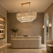 VECTORIA Supremo Crystal Chandelier, 10xE14, Diameter 75x39cm, Gold, Adjustable Height, Metal and Crystal