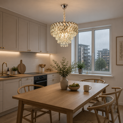 Crystal Chandelier VECTOR Magno 8xE14, Diameter 58cm, Shiny Gold, Adjustable Height, Metal and Crystal