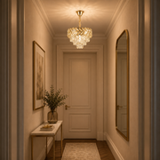 Crystal Chandelier VECTOR Nobile 5xE14, Diameter 39cm, Shiny Gold, Adjustable Height, Metal and Crystal