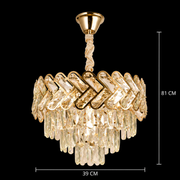 Crystal Chandelier VECTOR Nobile 5xE14, Diameter 39cm, Shiny Gold, Adjustable Height, Metal and Crystal