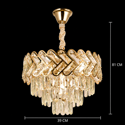Crystal Chandelier VECTOR Nobile 5xE14, Diameter 39cm, Shiny Gold, Adjustable Height, Metal and Crystal