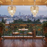 Crystal Chandelier VECTOR Petito 3xE14, Diameter 28cm, Shiny Gold, Adjustable Height, Metal and Crystal