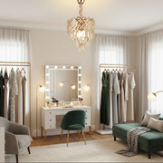 Crystal Chandelier VECTOR Petito 3xE14, Diameter 28cm, Shiny Gold, Adjustable Height, Metal and Crystal