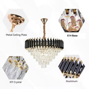 Crystal Chandelier VERSAILLES Magno 8xE14, Diameter 60cm, Black and Gold, Adjustable Height Crystal Chandeliers Default Title Alessandro Design