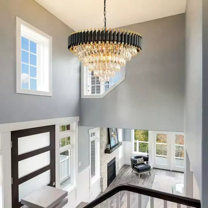 Crystal Chandelier VERSAILLES Magno 8xE14, Diameter 60cm, Black and Gold, Adjustable Height Crystal Chandeliers Default Title Alessandro Design