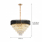 Crystal Chandelier VERSAILLES Magno 8xE14, Diameter 60cm, Black and Gold, Adjustable Height Crystal Chandeliers Default Title Alessandro Design