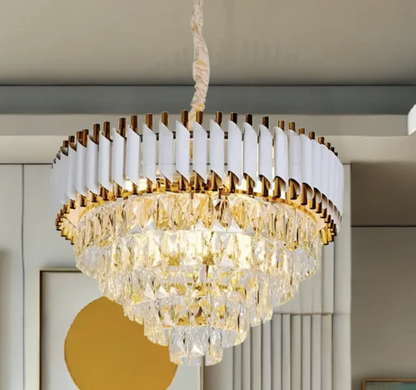 Crystal Chandelier VERSAILLES Magno 8x E14, Diameter 60cm, Shiny Gold and White, Adjustable Height Crystal Chandelier Default Title Alessandro Design