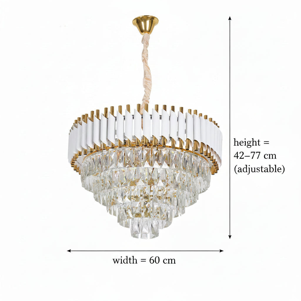 Crystal Chandelier VERSAILLES Magno 8x E14, Diameter 60cm, Shiny Gold and White, Adjustable Height Crystal Chandelier Default Title Alessandro Design