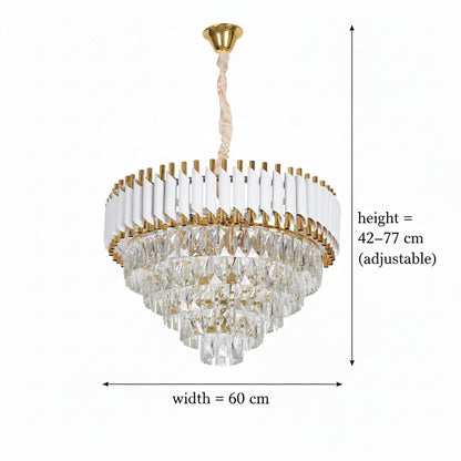 Crystal Chandelier VERSAILLES Magno 8x E14, Diameter 60cm, Shiny Gold and White, Adjustable Height Crystal Chandelier Default Title Alessandro Design
