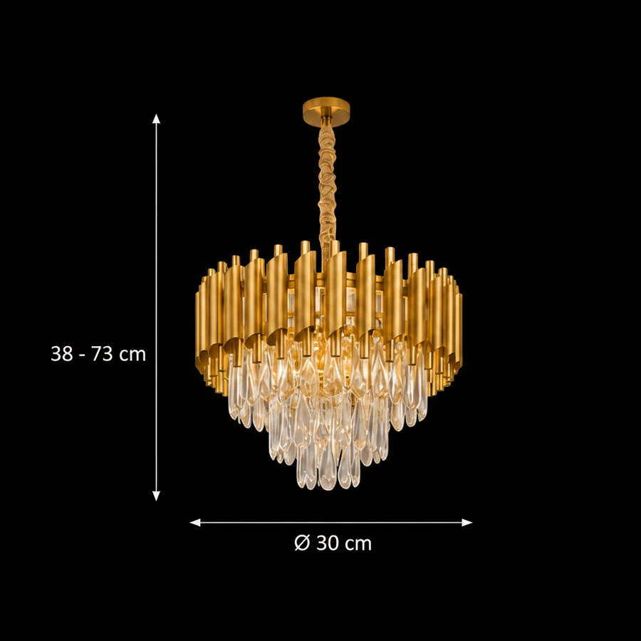 Crystal Chandelier VERSAILLES Nobile 5xE14, Diameter 40cm, Gold, Adjustable Height