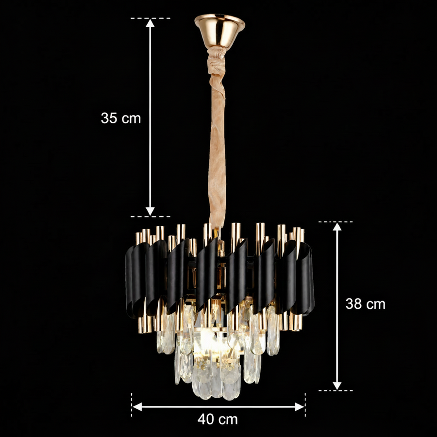 Nobile VERSAILLES Crystal Chandelier 5xE14, Diameter 40cm, Shiny Gold and Black