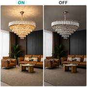 VERSAILLES Supremo Crystal Chandelier 12xE14, Diameter 80cm, Glossy Gold and White, Adjustable Height