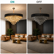 Crystal Chandelier VERSAILLES Supremo 12xE14, Diameter 80cm, Glossy Gold and Black, Adjustable Height