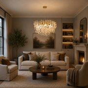 WALTZ Serenade Crystal Chandelier, 6xG9, Gold, 60cm, Adjustable Height