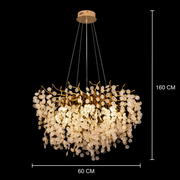 WALTZ Serenade Crystal Chandelier, 6xG9, Gold, 60cm, Adjustable Height