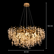 WALTZ Serenade Crystal Chandelier, 9xG9, Gold, 80cm, Adjustable Height
