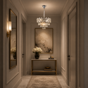 Crystal Chandelier WINDSOR Petito 3xE14, Diameter 29cm, Shiny Chrome, Adjustable Height