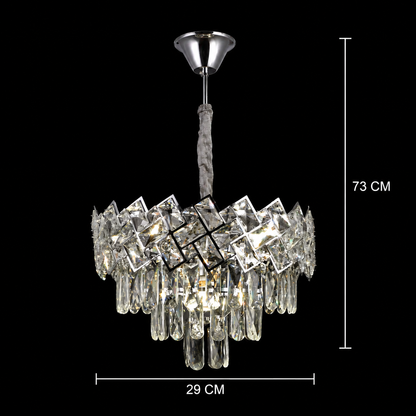 Crystal Chandelier WINDSOR Petito 3xE14, Diameter 29cm, Shiny Chrome, Adjustable Height