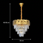 Candelabru Cristal YAKUTSK Eleganza 10xE14, Diametru 50cm, Auriu, Inaltime Reglabila