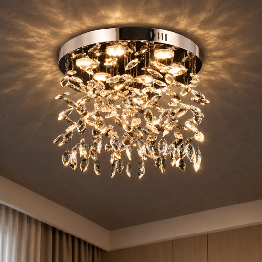Crystal LED Chandelier LLC210/400CH Round, 22W, Cool/Warm/Neutral Light, Crystal, Shiny Chrome